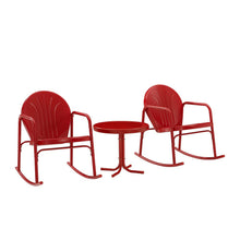 Load image into Gallery viewer, Griffith 3Pc Outdoor Metal Rocking Chair Set Bright Red Gloss - Side Table &amp; 2 Rocking Chairs
