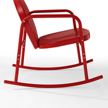 Load image into Gallery viewer, Griffith 3Pc Outdoor Metal Rocking Chair Set Bright Red Gloss - Side Table &amp; 2 Rocking Chairs
