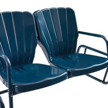 Load image into Gallery viewer, Ridgeland 4Pc Outdoor Metal Conversation Set Navy Gloss - Loveseat Glider, Side Table, &amp; 2 Armchairs

