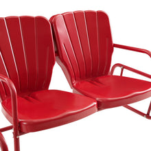 Load image into Gallery viewer, Ridgeland 4Pc Outdoor Metal Conversation Set Bright Red Gloss - Loveseat Glider, Side Table, &amp; 2 Armchairs
