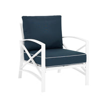 Load image into Gallery viewer, Kaplan Outdoor Metal Armchair Navy/White
