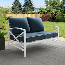 Load image into Gallery viewer, Kaplan Outdoor Metal Loveseat Navy/White
