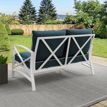 Load image into Gallery viewer, Kaplan Outdoor Metal Loveseat Navy/White
