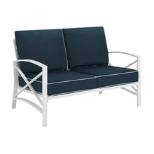 Load image into Gallery viewer, Kaplan Outdoor Metal Loveseat Navy/White
