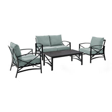 Load image into Gallery viewer, Kaplan 4Pc Outdoor Metal Conversation Set Mist/Oil Rubbed Bronze - Loveseat, Coffee Table, &amp; Two Chairs
