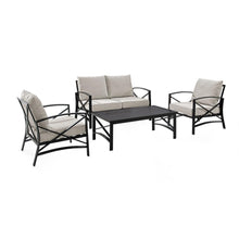 Load image into Gallery viewer, Kaplan 4Pc Outdoor Metal Conversation Set Oatmeal/Oil Rubbed Bronze - Loveseat, Coffee Table, &amp; Two Chairs
