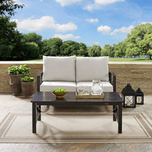 Load image into Gallery viewer, Kaplan 2Pc Outdoor Metal Conversation Set Oatmeal/Oil Rubbed Bronze - Loveseat &amp; Coffee Table
