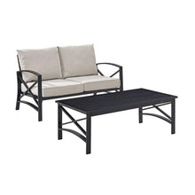 Load image into Gallery viewer, Kaplan 2Pc Outdoor Metal Conversation Set Oatmeal/Oil Rubbed Bronze - Loveseat &amp; Coffee Table
