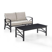 Load image into Gallery viewer, Kaplan 2Pc Outdoor Metal Conversation Set Oatmeal/Oil Rubbed Bronze - Loveseat &amp; Coffee Table
