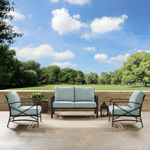 Load image into Gallery viewer, Kaplan 3Pc Outdoor Metal Conversation Set Mist/Oil Rubbed Bronze - Loveseat &amp; 2 Chairs
