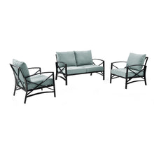 Load image into Gallery viewer, Kaplan 3Pc Outdoor Metal Conversation Set Mist/Oil Rubbed Bronze - Loveseat &amp; 2 Chairs
