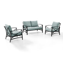 Load image into Gallery viewer, Kaplan 3Pc Outdoor Metal Conversation Set Mist/Oil Rubbed Bronze - Loveseat &amp; 2 Chairs
