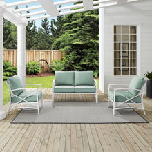 Load image into Gallery viewer, Kaplan 3Pc Outdoor Metal Conversation Set Mist/White - Loveseat &amp; 2 Chairs
