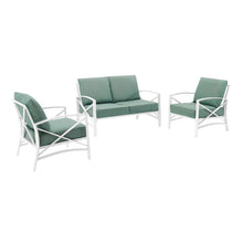 Load image into Gallery viewer, Kaplan 3Pc Outdoor Metal Conversation Set Mist/White - Loveseat &amp; 2 Chairs
