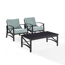 Load image into Gallery viewer, Kaplan 3Pc Outdoor Metal Armchair Set Mist/Oil Rubbed Bronze - Coffee Table &amp; 2 Chairs
