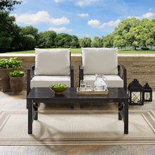 Load image into Gallery viewer, Kaplan 3Pc Outdoor Metal Armchair Set Oatmeal/Oil Rubbed Bronze - Coffee Table &amp; 2 Chairs
