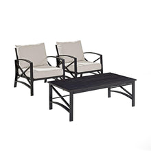 Load image into Gallery viewer, Kaplan 3Pc Outdoor Metal Armchair Set Oatmeal/Oil Rubbed Bronze - Coffee Table &amp; 2 Chairs
