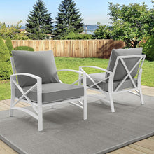 Load image into Gallery viewer, Kaplan 2Pc Outdoor Metal Armchair Set Gray/White - 2 Chairs
