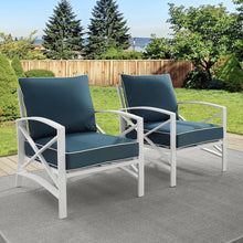 Load image into Gallery viewer, Kaplan 2Pc Outdoor Metal Armchair Set Navy/White - 2 Chairs
