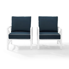 Load image into Gallery viewer, Kaplan 2Pc Outdoor Metal Armchair Set Navy/White - 2 Chairs
