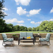 Load image into Gallery viewer, Kaplan 5Pc Outdoor Metal Conversation Set Mist/Oil Rubbed Bronze - Loveseat, Coffee Table, Side Table, &amp; 2 Armchairs
