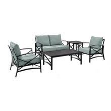 Load image into Gallery viewer, Kaplan 5Pc Outdoor Metal Conversation Set Mist/Oil Rubbed Bronze - Loveseat, Coffee Table, Side Table, &amp; 2 Armchairs
