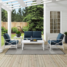 Load image into Gallery viewer, Kaplan 5Pc Outdoor Metal Conversation Set Navy/White - Loveseat, Coffee Table, Side Table, &amp; 2 Armchairs
