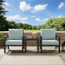 Load image into Gallery viewer, Kaplan 3Pc Outdoor Metal Armchair Set Mist/Oil Rubbed Bronze - Side Table &amp; 2 Chairs

