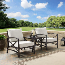 Load image into Gallery viewer, Kaplan 3Pc Outdoor Metal Armchair Set Oatmeal/Oil Rubbed Bronze - Side Table &amp; 2 Chairs

