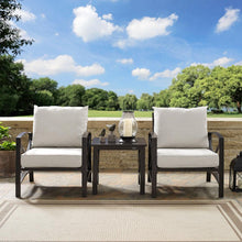 Load image into Gallery viewer, Kaplan 3Pc Outdoor Metal Armchair Set Oatmeal/Oil Rubbed Bronze - Side Table &amp; 2 Chairs
