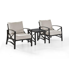 Load image into Gallery viewer, Kaplan 3Pc Outdoor Metal Armchair Set Oatmeal/Oil Rubbed Bronze - Side Table &amp; 2 Chairs
