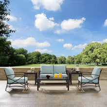 Load image into Gallery viewer, Kaplan 6Pc Outdoor Metal Conversation Set Mist/Oil Rubbed Bronze - Loveseat, Coffee Table, 2 Armchairs, &amp; 2 Side Tables
