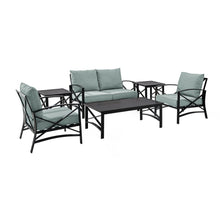 Load image into Gallery viewer, Kaplan 6Pc Outdoor Metal Conversation Set Mist/Oil Rubbed Bronze - Loveseat, Coffee Table, 2 Armchairs, &amp; 2 Side Tables
