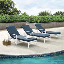 Load image into Gallery viewer, Kaplan Outdoor Metal Chaise Lounge Navy/White
