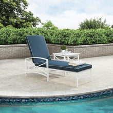 Load image into Gallery viewer, Kaplan Outdoor Metal Chaise Lounge Navy/White
