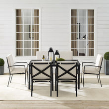 Load image into Gallery viewer, Kaplan 7Pc Outdoor Metal Dining Set Oatmeal/Oil Rubbed Bronze - Table &amp; 6 Chairs
