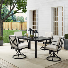 Load image into Gallery viewer, Kaplan 5Pc Outdoor Metal Dining Set Oatmeal/Oil Rubbed Bronze - Table &amp; 4 Swivel Chairs

