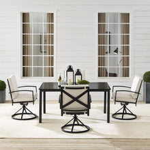 Load image into Gallery viewer, Kaplan 5Pc Outdoor Metal Dining Set Oatmeal/Oil Rubbed Bronze - Table &amp; 4 Swivel Chairs
