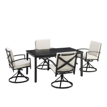 Load image into Gallery viewer, Kaplan 5Pc Outdoor Metal Dining Set Oatmeal/Oil Rubbed Bronze - Table &amp; 4 Swivel Chairs
