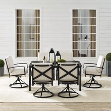 Load image into Gallery viewer, Kaplan 7Pc Outdoor Metal Dining Set Oatmeal/Oil Rubbed Bronze - Table &amp; 6 Swivel Chairs
