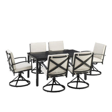 Load image into Gallery viewer, Kaplan 7Pc Outdoor Metal Dining Set Oatmeal/Oil Rubbed Bronze - Table &amp; 6 Swivel Chairs
