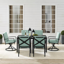 Load image into Gallery viewer, Kaplan 7Pc Outdoor Metal Dining Set Mist/Oil Rubbed Bronze - Table, 2 Swivel Chairs, &amp; 4 Regular Chairs
