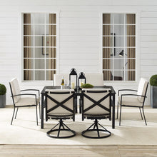 Load image into Gallery viewer, Kaplan 7Pc Outdoor Metal Dining Set Oatmeal/Oil Rubbed Bronze - Table, 4 Swivel Chairs, &amp; 2 Regular Chairs
