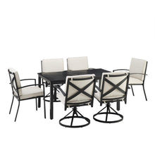 Load image into Gallery viewer, Kaplan 7Pc Outdoor Metal Dining Set Oatmeal/Oil Rubbed Bronze - Table, 4 Swivel Chairs, &amp; 2 Regular Chairs
