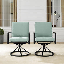 Load image into Gallery viewer, Kaplan 2Pc Outdoor Metal Dining Swivel Chair Set Mist/Oil Rubbed Bronze - 2 Swivel Chairs
