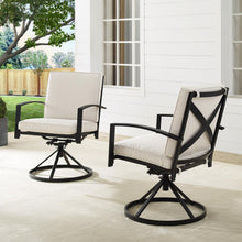 Load image into Gallery viewer, Kaplan 2Pc Outdoor Metal Dining Swivel Chair Set Oatmeal/Oil Rubbed Bronze - 2 Swivel Chairs

