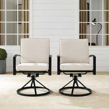 Load image into Gallery viewer, Kaplan 2Pc Outdoor Metal Dining Swivel Chair Set Oatmeal/Oil Rubbed Bronze - 2 Swivel Chairs
