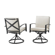 Load image into Gallery viewer, Kaplan 2Pc Outdoor Metal Dining Swivel Chair Set Oatmeal/Oil Rubbed Bronze - 2 Swivel Chairs
