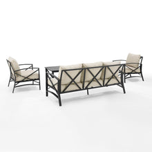 Load image into Gallery viewer, Kaplan 4Pc Outdoor Metal Sofa Set Oatmeal/Oil Rubbed Bronze - Sofa, Coffee Table, &amp; 2 Arm Chairs
