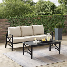 Load image into Gallery viewer, Kaplan 2Pc Outdoor Metal Sofa Set Oatmeal/Oil Rubbed Bronze - Sofa &amp; Coffee Table
